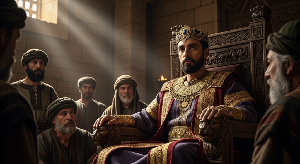 Roboam en la Biblia, primer rey de Judá frente al pueblo en Siquem