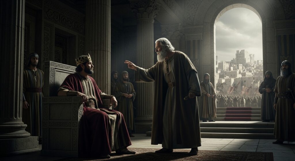 Isaías aconseja al rey Ezequías durante el asedio asirio Isaías aconseja al rey Ezequías durante el asedio asirio