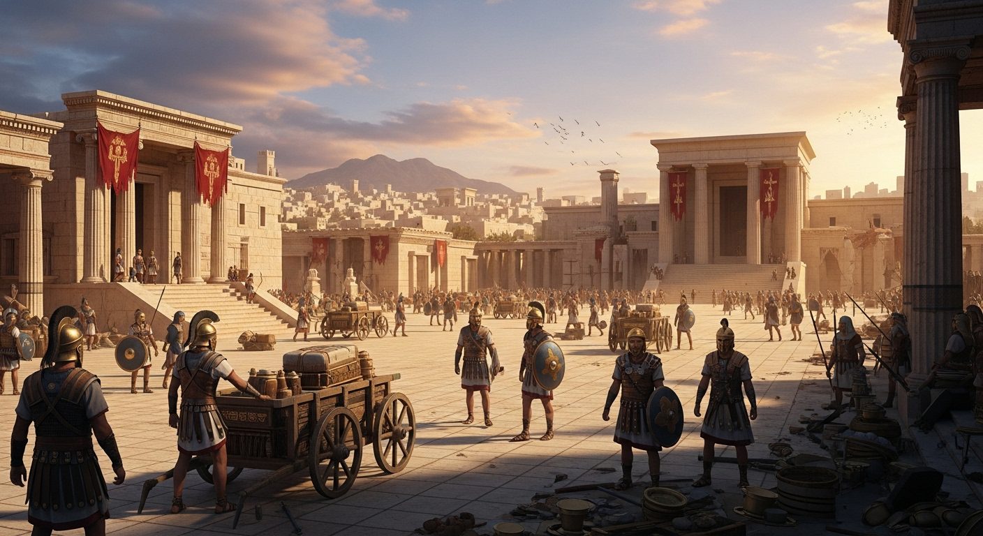 Roboam en la Biblia sufre el saqueo de Jerusalén por Sisac