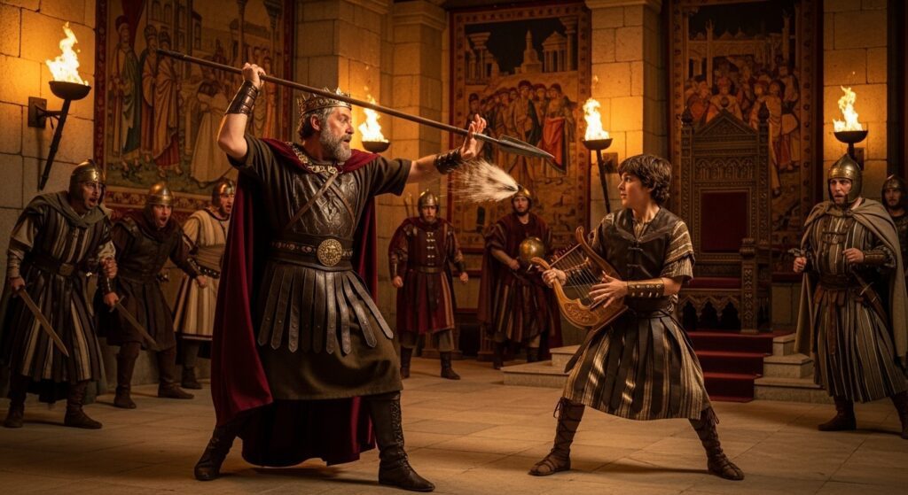 saul lanza contra david Saúl lanza su lanza contra David