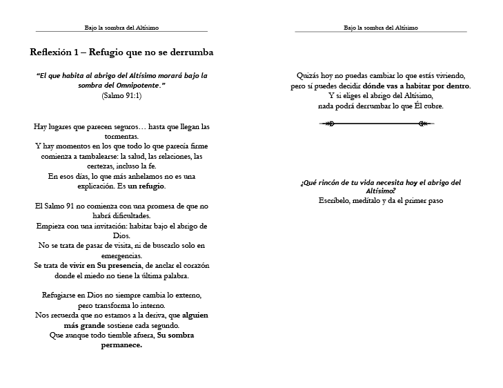 reflexión 1 bajo la sombra del altísimo