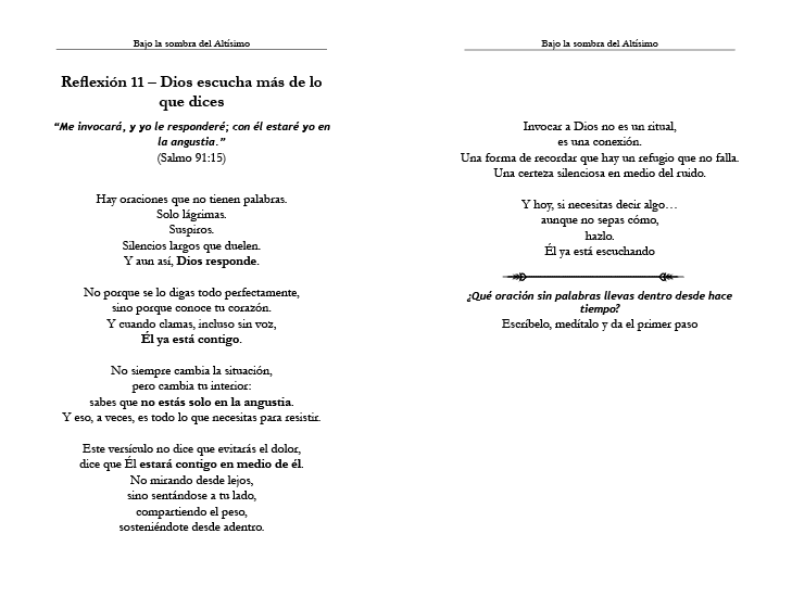 reflexión 11 bajo la sombra del altísimo