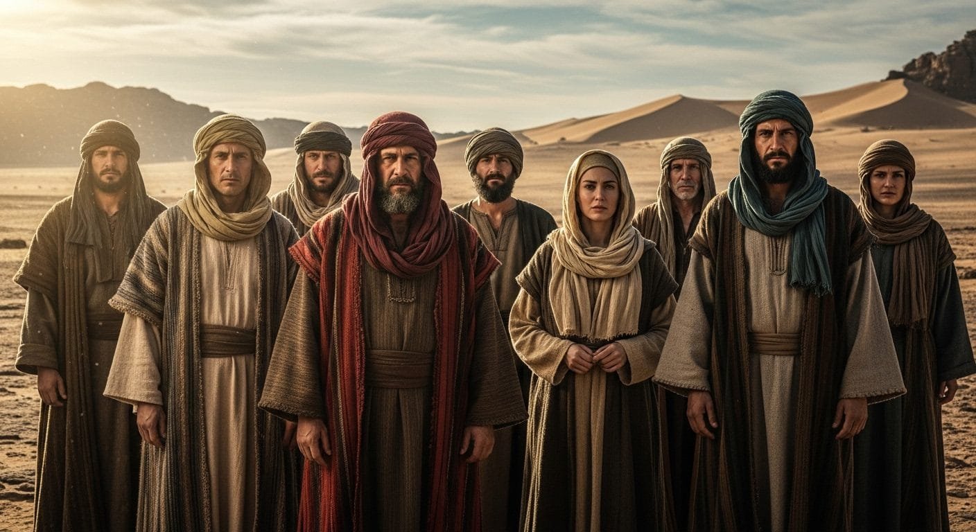 Personajes bíblicos en una escena histórica