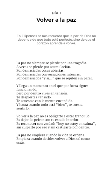 Página interior del día 1 de 30 días para volver a tener paz