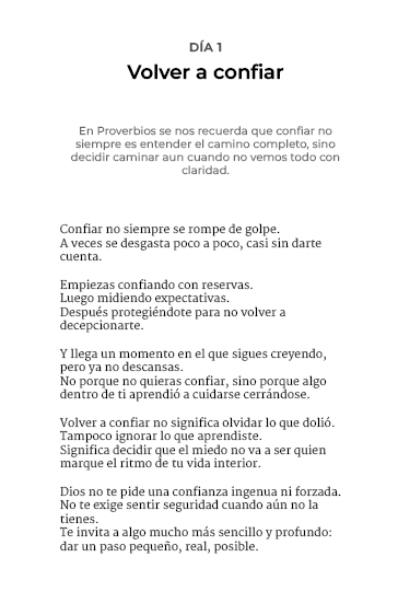 Página interior del día 1 del libro