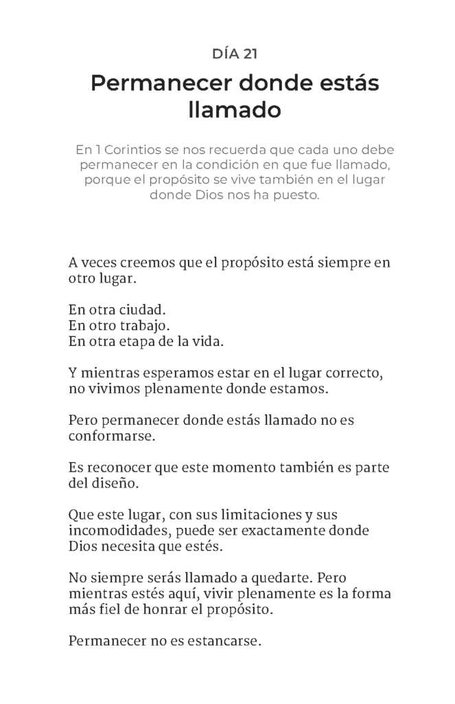 INTERIOR 30 DIAS PARA DESCUBRIR TU PROPÓSITO_Página_57 Día 21 del libro: vivir el propósito según Dios donde estás llamado