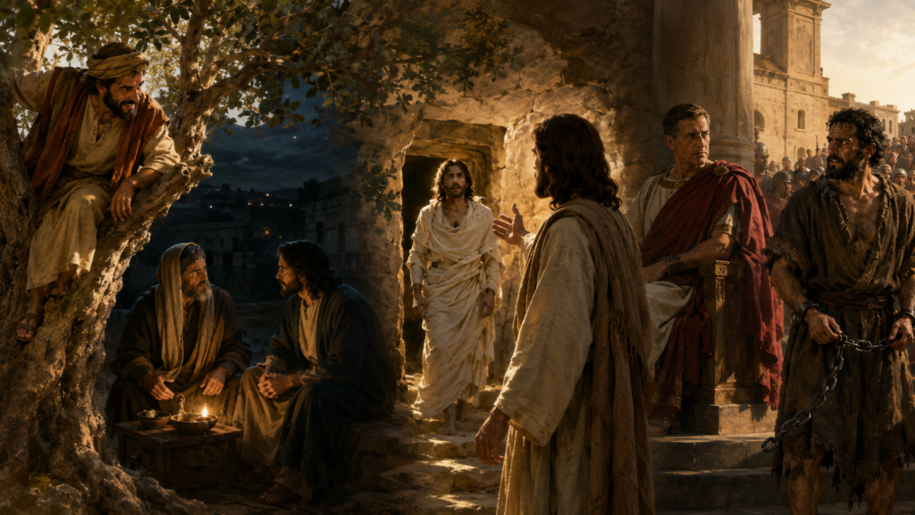 Ilustración de personajes de los relatos del Nuevo Testamento
