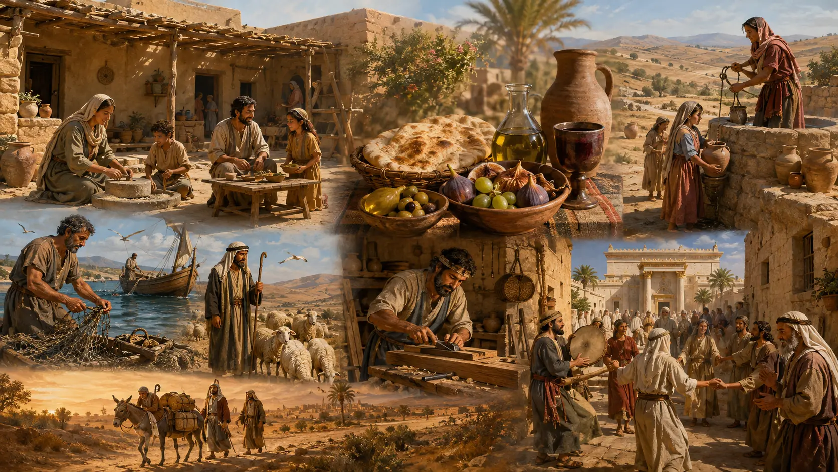 Escenas de la vida cotidiana en el mundo bíblico: familia, alimentos, agua, oficios, viajes y vida religiosa