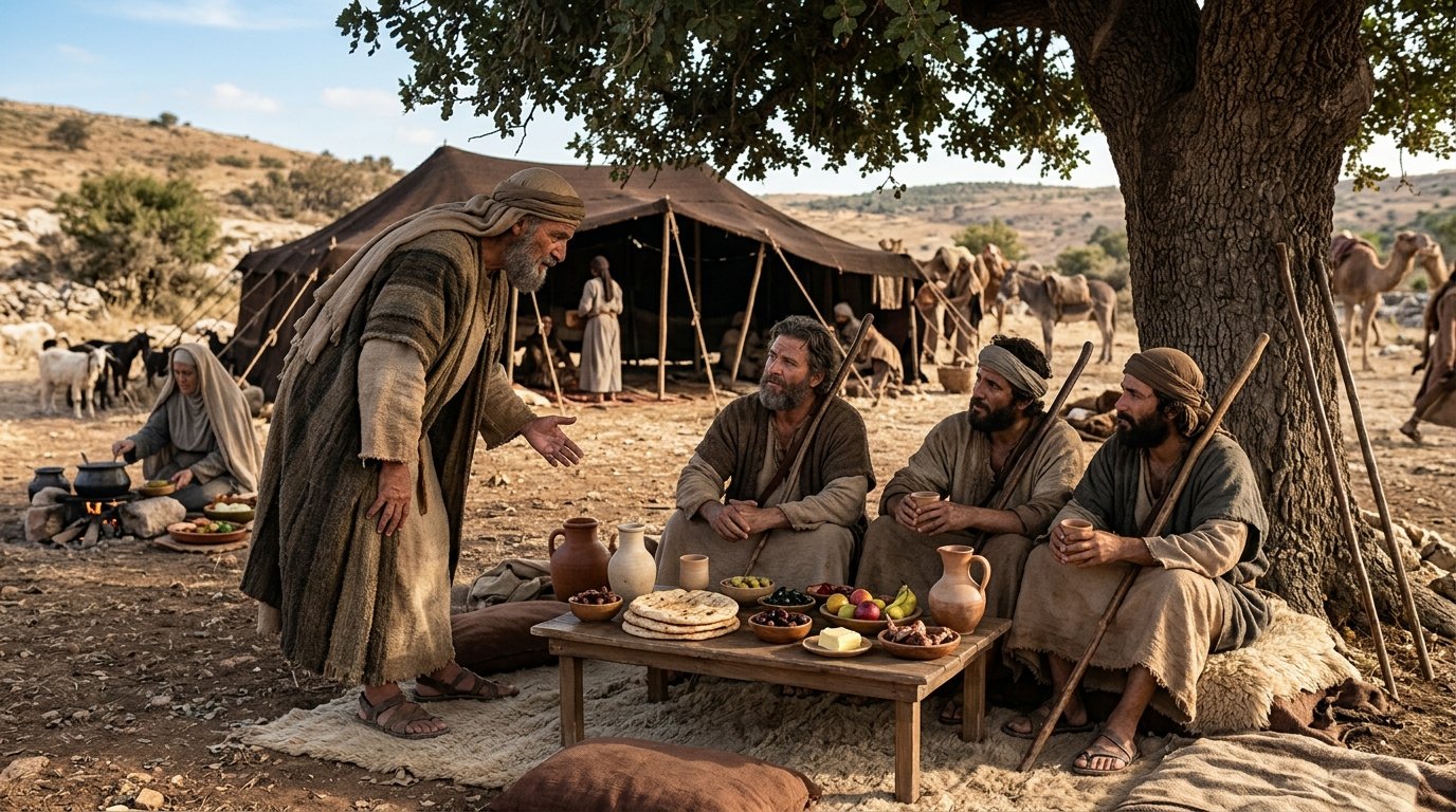 Abraham recibe a tres visitantes en Génesis 18