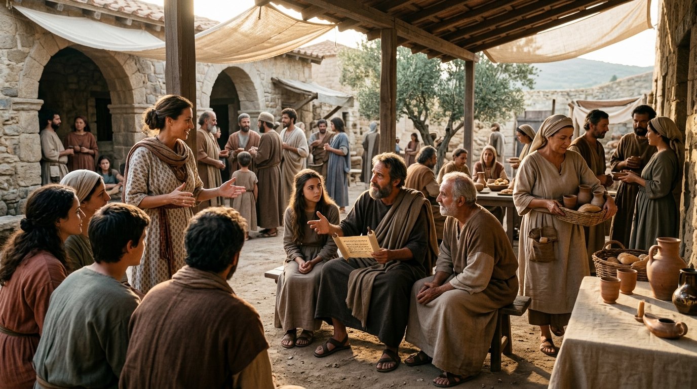 Evodia y Síntique colaborando junto a Pablo en el trabajo por el Evangelio en Filipos