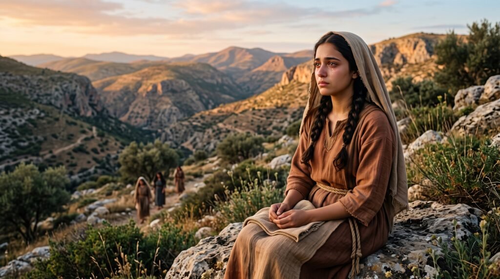La hija de Jefté en la Biblia en las montañas de Galaad