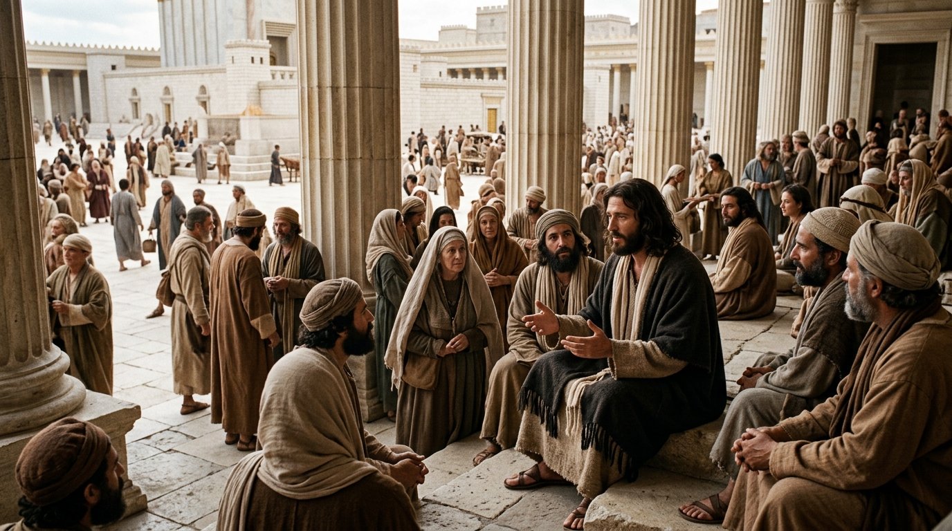Jesús enseñando en el Templo de Jerusalén en el siglo I