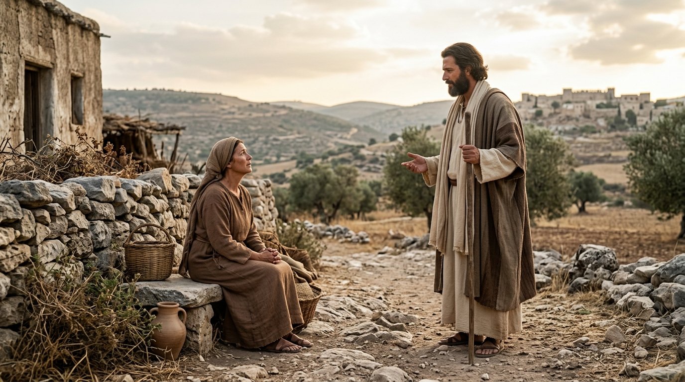 La madre de Sansón recibe el anuncio del mensajero de Dios en Jueces 13