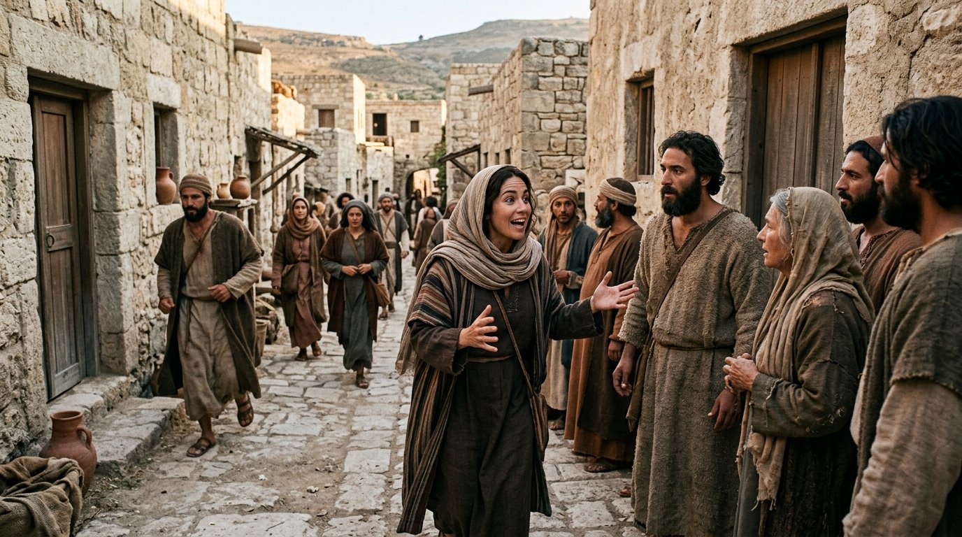 La mujer samaritana cuenta a su ciudad su encuentro con Jesús