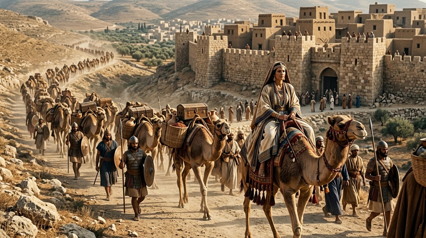 Llegada de la Reina de Saba y su caravana a Jerusalen