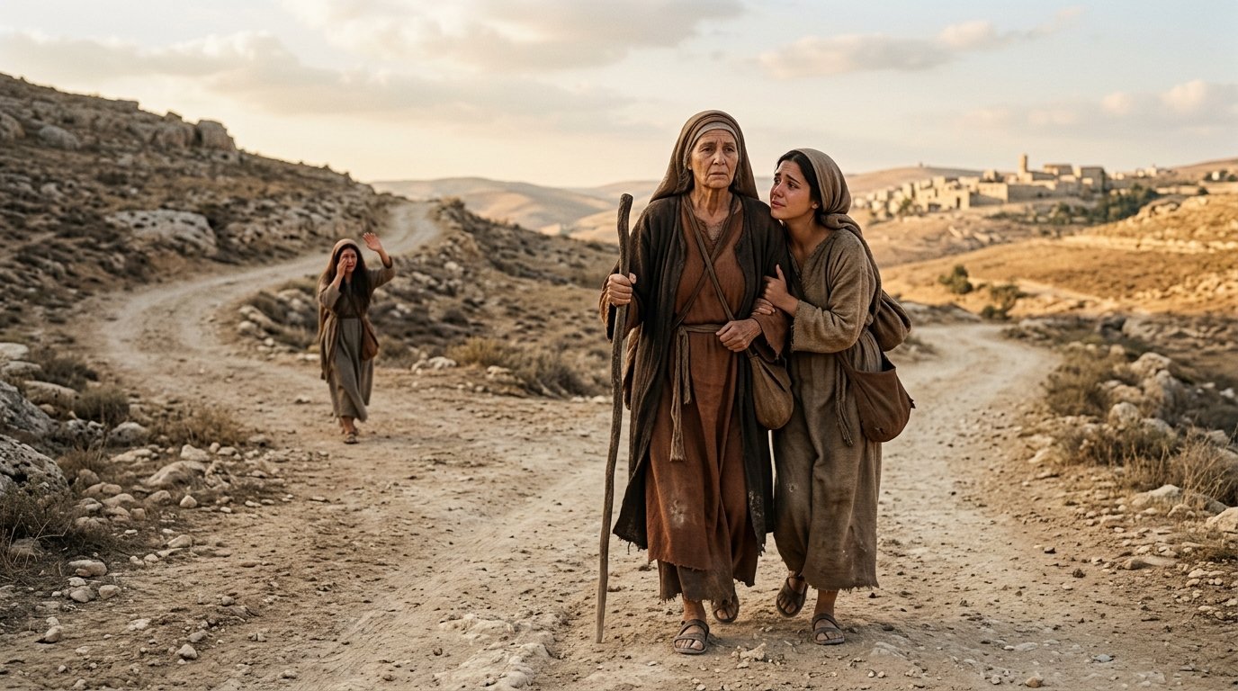 Rut se aferra a Noemí en el camino de regreso a Belén