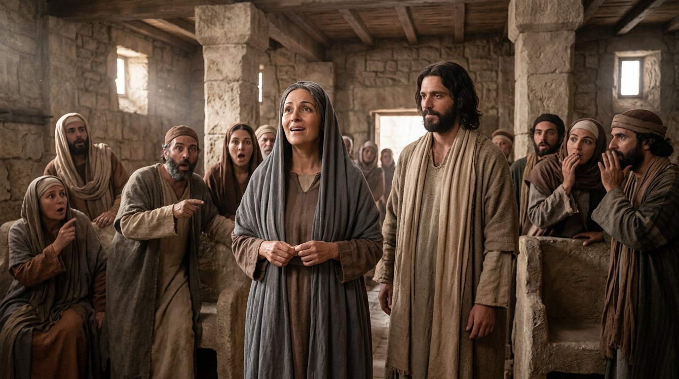 La mujer encorvada se endereza y glorifica a Dios en Lucas 13