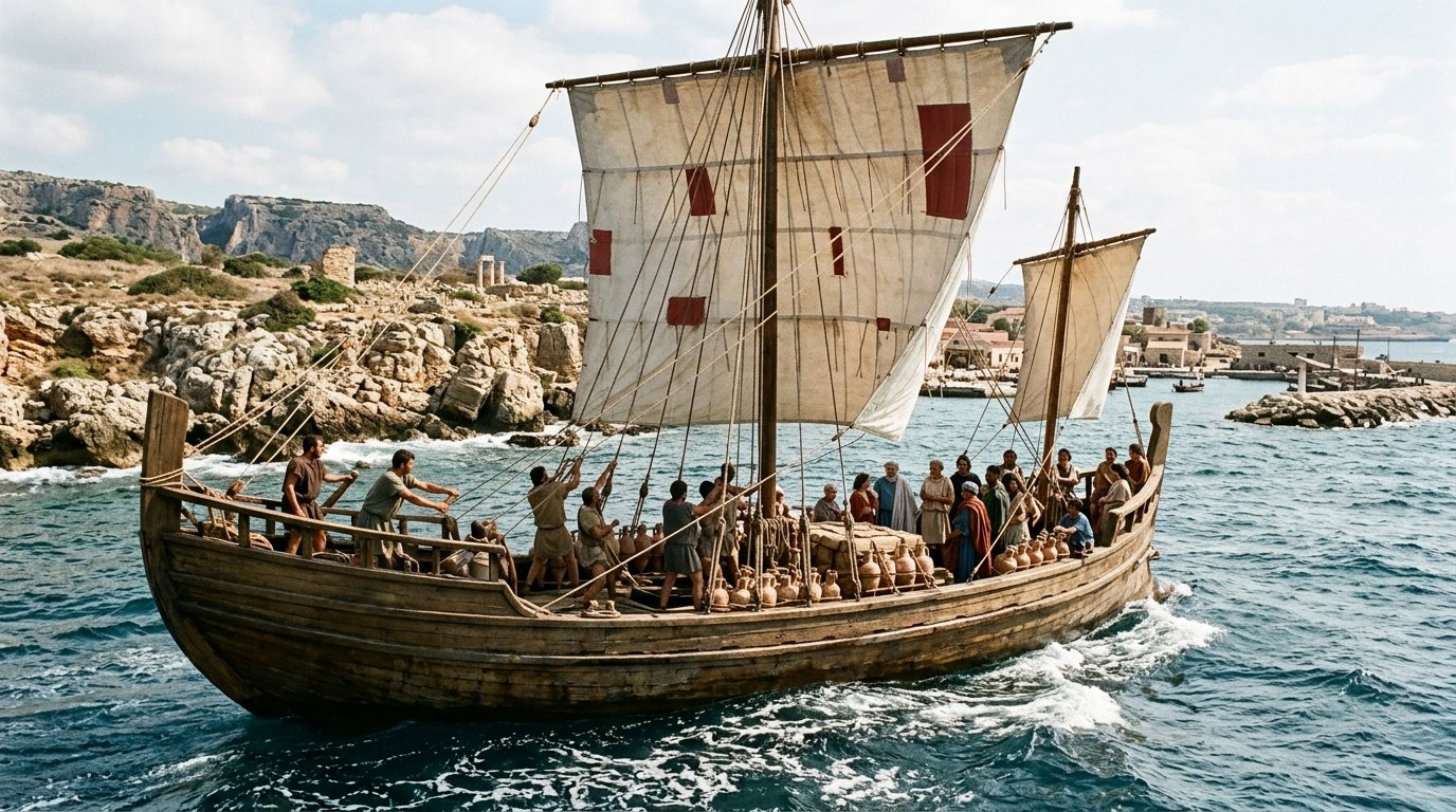 Barco mercante del siglo I utilizado para viajes por el Mediterráneo