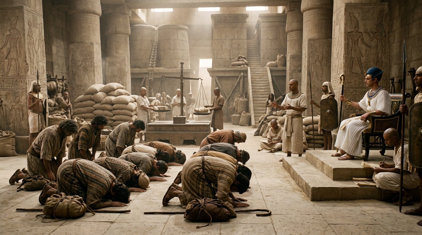 Los hermanos de José se inclinan ante él en Egipto sin reconocerlo