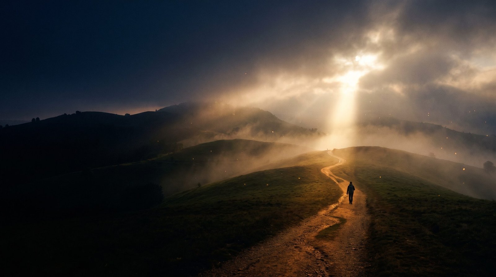 Camino al amanecer que simboliza el recorrido diario de los devocionales cristianos