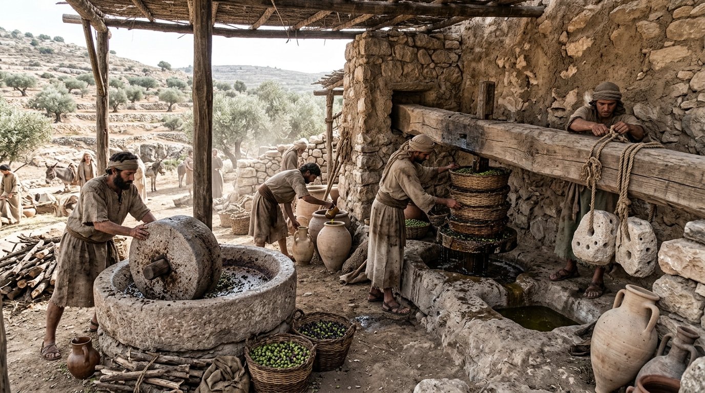 Producción de aceite de oliva en tiempos bíblicos