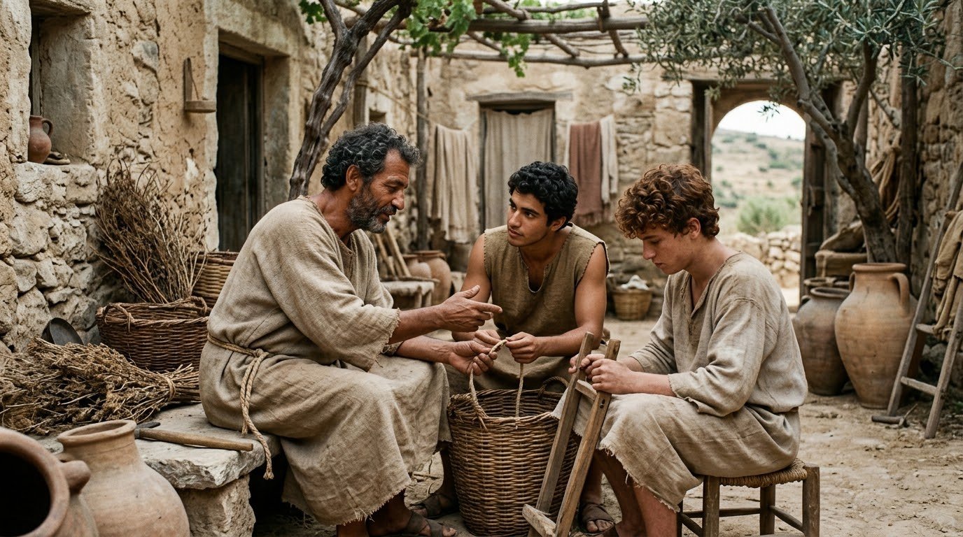Simón de Cirene con Alejandro y Rufo, mencionados en Marcos 15
