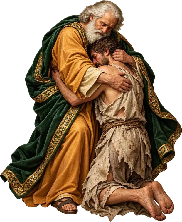 El padre misericordioso abraza al hijo que vuelve